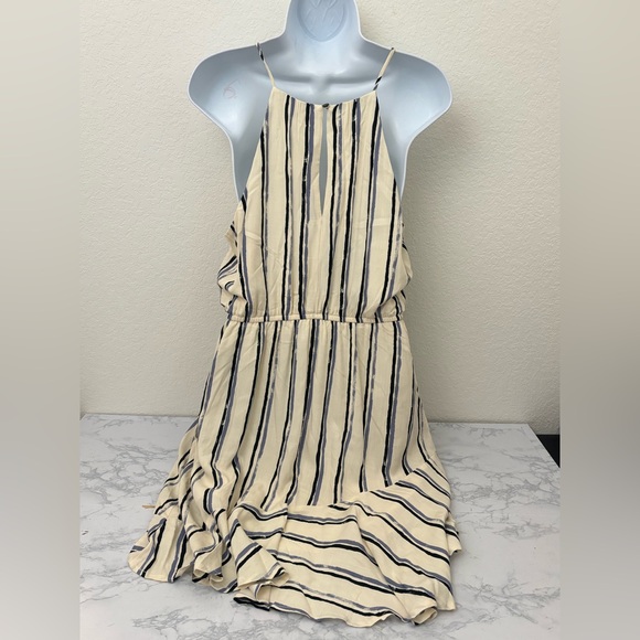 Spirit Of Grace Sleeveless Dress Womens M Striped Beige Lined Maxi Button - Picture 4 of 6